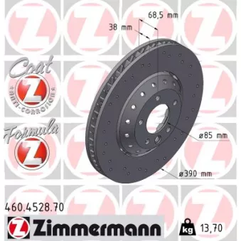 ZIMMERMANN 460.4528.70 - Jeu de 2 disques de frein arrière