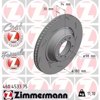 ZIMMERMANN 460.4533.75 - Jeu de 2 disques de frein arrière