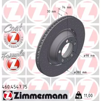 Disque de frein arrière droit ZIMMERMANN 460.4547.75