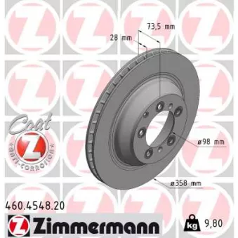 ZIMMERMANN 460.4548.20 - Jeu de 2 disques de frein arrière