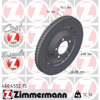 Disque de frein arrière droit ZIMMERMANN 460.4552.75