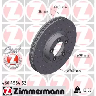 ZIMMERMANN 460.4554.52 - Jeu de 2 disques de frein arrière