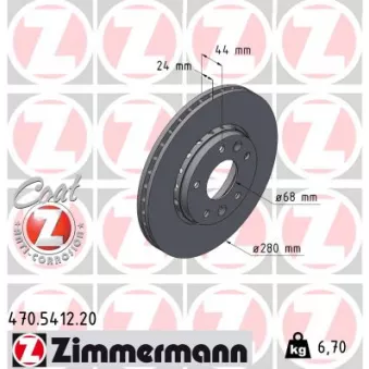 ZIMMERMANN 470.5412.20 - Jeu de 2 disques de frein arrière