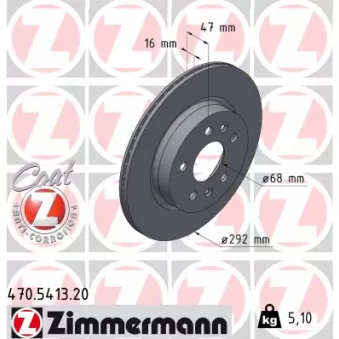 ZIMMERMANN 470.5413.20 - Jeu de 2 disques de frein arrière