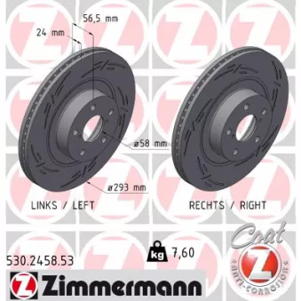 ZIMMERMANN 530.2458.53 - Jeu de 2 disques de frein arrière