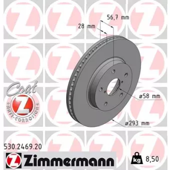 Jeu de 2 disques de frein arrière ZIMMERMANN 530.2469.20