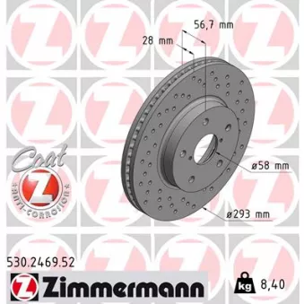 Jeu de 2 disques de frein arrière ZIMMERMANN 530.2469.52