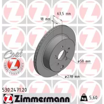Jeu de 2 disques de frein arrière ZIMMERMANN 530.2471.20