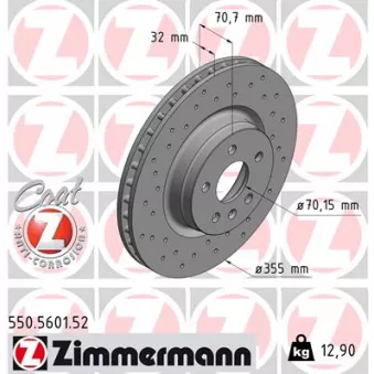 ZIMMERMANN 550.5601.52 - Jeu de 2 disques de frein arrière