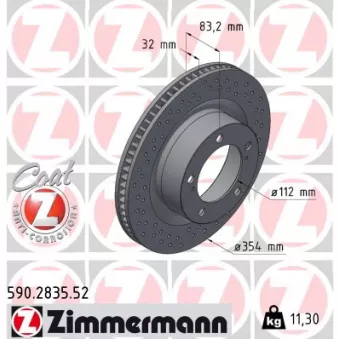 ZIMMERMANN 590.2835.52 - Jeu de 2 disques de frein arrière