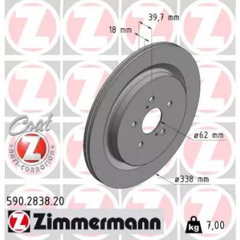 Jeu de 2 disques de frein arrière ZIMMERMANN 590.2838.20