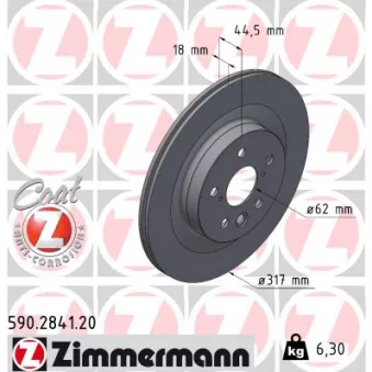Jeu de 2 disques de frein arrière ZIMMERMANN OEM T424314208