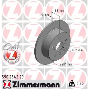 ZIMMERMANN 590.2842.20 - Jeu de 2 disques de frein arrière