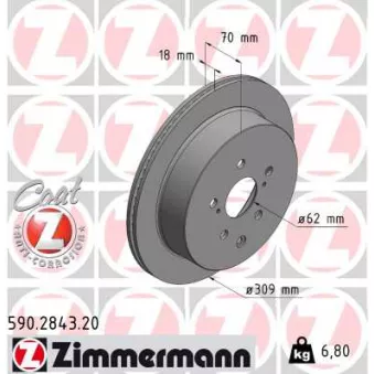 Jeu de 2 disques de frein arrière ZIMMERMANN 590.2843.20