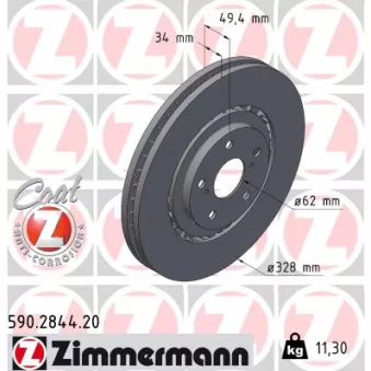 ZIMMERMANN 590.2844.20 - Jeu de 2 disques de frein arrière