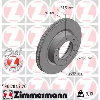 ZIMMERMANN 590.2847.20 - Jeu de 2 disques de frein arrière