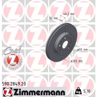 Jeu de 2 disques de frein arrière ZIMMERMANN OEM 43512K0030