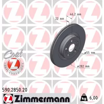 ZIMMERMANN 590.2850.20 - Jeu de 2 disques de frein arrière