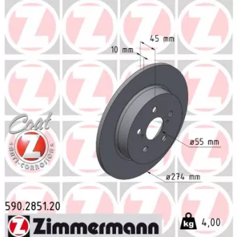 Jeu de 2 disques de frein arrière ZIMMERMANN OEM 1M0013V11