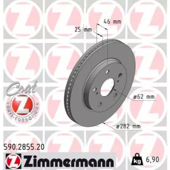 ZIMMERMANN 590.2855.20 - Jeu de 2 disques de frein arrière