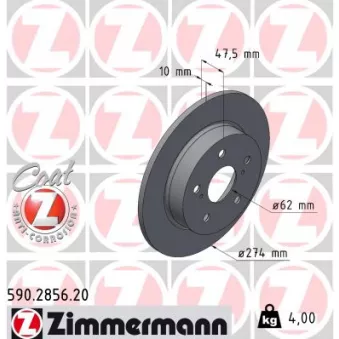 Jeu de 2 disques de frein arrière ZIMMERMANN OEM df6773