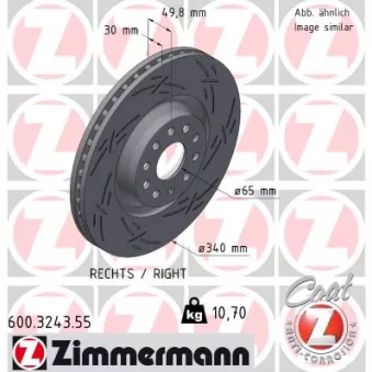 Disque de frein arrière droit ZIMMERMANN OEM 3C0615301C