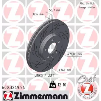 ZIMMERMANN 600.3249.54 - Jeu de 2 disques de frein arrière