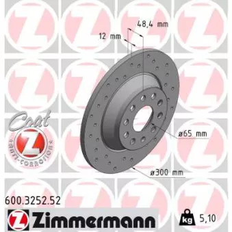 ZIMMERMANN 600.3252.52 - Jeu de 2 disques de frein arrière