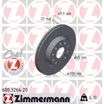 ZIMMERMANN 600.3264.20 - Jeu de 2 disques de frein arrière