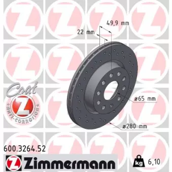 ZIMMERMANN 600.3264.52 - Jeu de 2 disques de frein arrière