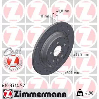 Jeu de 2 disques de frein arrière ZIMMERMANN 610.3711.54