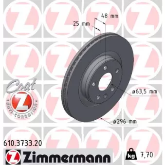 Jeu de 2 disques de frein arrière ZIMMERMANN 610.3733.20