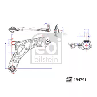 Bras de liaison, suspension de roue avant droit FEBI BILSTEIN 184751 pour OPEL CORSA CORSA-e - 136cv
