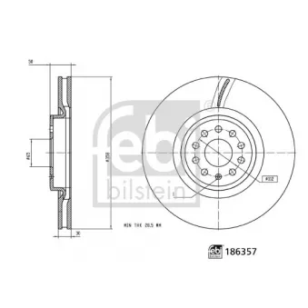 Jeu de 2 disques de frein avant FEBI BILSTEIN 186357 pour VOLKSWAGEN ID.7 PRO - 286cv