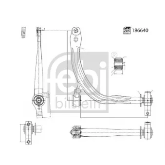 Bras de liaison, suspension de roue avant droit FEBI BILSTEIN 186640 pour CITROEN C5 2.0 16V - 136cv