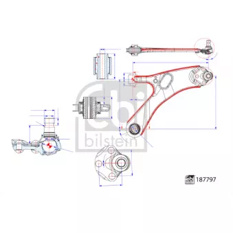 Bras de liaison, suspension de roue avant droit FEBI BILSTEIN 187797 pour CITROEN C4 1.2 PureTech 130 - 130cv