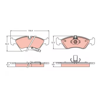 Jeu de 4 plaquettes de frein avant TRW GDB2441 pour OPEL MERIVA 1.6 Turbo - 180cv