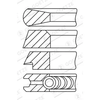 Jeu de segments de pistons GOETZE ENGINE 08-176900-30 pour MERCEDES-BENZ T2/L LB 2624 - 238cv