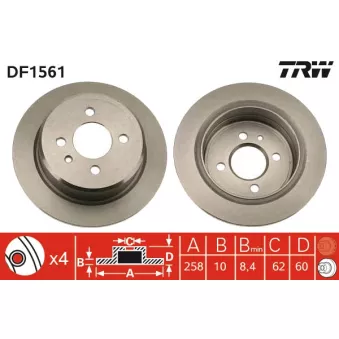 TRW DF1561 - Jeu de 2 disques de frein arrière