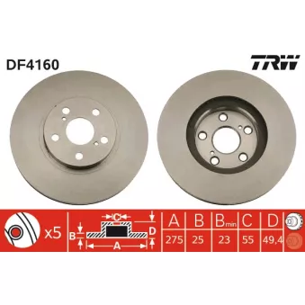 TRW DF4160 - Jeu de 2 disques de frein avant