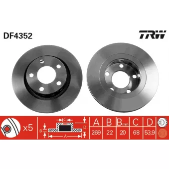 Jeu de 2 disques de frein arrière TRW DF4352