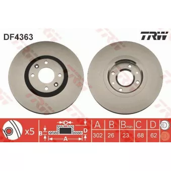 Jeu de 2 disques de frein avant TRW OEM ADP154318