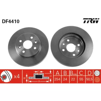 TRW DF4410 - Jeu de 2 disques de frein avant