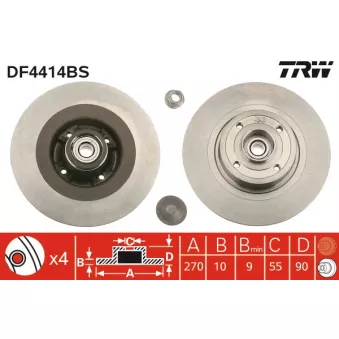 Jeu de 2 disques de frein arrière TRW OEM DDF1443-1