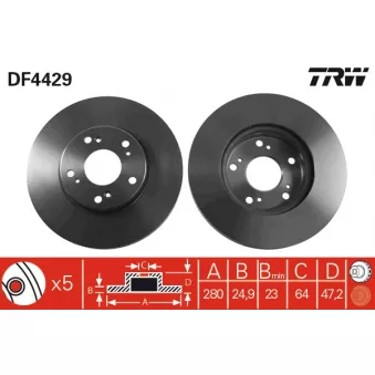 TRW DF4429 - Jeu de 2 disques de frein avant