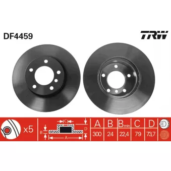 TRW DF4459 - Jeu de 2 disques de frein avant