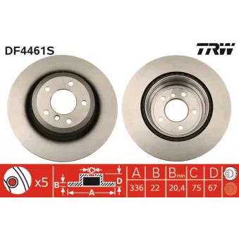 TRW DF4461S - Jeu de 2 disques de frein arrière