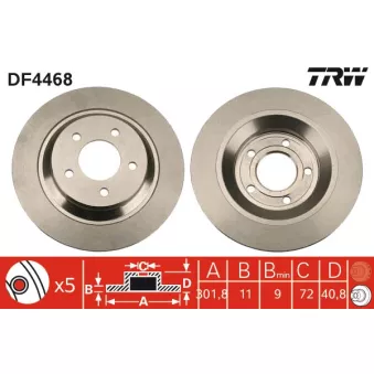 TRW DF4468 - Jeu de 2 disques de frein arrière