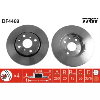 Jeu de 2 disques de frein avant TRW DF4469