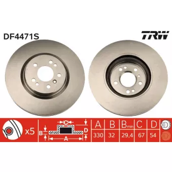 TRW DF4471S - Jeu de 2 disques de frein avant